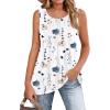 imageZeagoo Womens Summer Tank Tops 2025 Pleated Crew Neck Floral Solid Loose Fit Casual Sleeveless Flowy Boho Tunic ShirtsAblue Flower