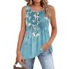 imageZeagoo Womens Summer Tank Tops 2025 Pleated Crew Neck Floral Solid Loose Fit Casual Sleeveless Flowy Boho Tunic ShirtsBf202