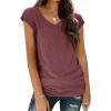 imageZeagoo Womens Tops Cap Sleeve T Shirts V Neck Basic Tees Tops Lightweight Casual Summer Fashion Trendy Outfits Clothes1wine Red