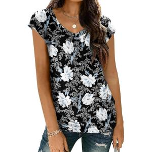 imageZeagoo Womens Tops Cap Sleeve T Shirts V Neck Basic Tees Tops Lightweight Casual Summer Fashion Trendy Outfits Clothes1white Lilydh46