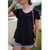 imageHOTOUCH Womens Ruffle Sleeve Tunic Tops Pleated V Neck Loose Fit Short Sleeve Shirts Summer Floral Casual Boho BlousesBlack