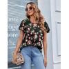 imageHOTOUCH Womens Ruffle Sleeve Tunic Tops Pleated V Neck Loose Fit Short Sleeve Shirts Summer Floral Casual Boho BlousesZ Floral3