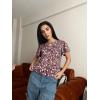 imageHOTOUCH Womens Ruffle Sleeve Tunic Tops Pleated V Neck Loose Fit Short Sleeve Shirts Summer Floral Casual Boho BlousesZ Floral7