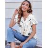imageHOTOUCH Womens Ruffle Sleeve Tunic Tops Pleated V Neck Loose Fit Short Sleeve Shirts Summer Floral Casual Boho BlousesZfloral5