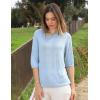 imageZeagoo Womens Loose Short Sleeve Tunic Tops Lightweight Crew Neck Crochet Knit Pullover Sweater BlousesLight Blue