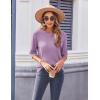 imageZeagoo Womens Loose Short Sleeve Tunic Tops Lightweight Crew Neck Crochet Knit Pullover Sweater BlousesPurple