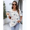 imageZeagoo Womens Short Sleeve Tops Floral Boho Shirts Pleated Crewneck Summer Outfit Puff Sleeve Blouses Casual TunicBf112