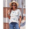imageZeagoo Womens Short Sleeve Tops Floral Boho Shirts Pleated Crewneck Summer Outfit Puff Sleeve Blouses Casual TunicBf112