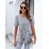 imageZeagoo Womens Short Sleeve Tops Floral Boho Shirts Pleated Crewneck Summer Outfit Puff Sleeve Blouses Casual TunicDh62