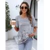 imageZeagoo Womens Short Sleeve Tops Floral Boho Shirts Pleated Crewneck Summer Outfit Puff Sleeve Blouses Casual TunicDh62