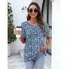 imageZeagoo Womens Short Sleeve Tops Floral Boho Shirts Pleated Crewneck Summer Outfit Puff Sleeve Blouses Casual TunicPa236