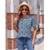 imageZeagoo Womens Short Sleeve Tops Floral Boho Shirts Pleated Crewneck Summer Outfit Puff Sleeve Blouses Casual TunicPa236