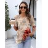 imageZeagoo Womens Short Sleeve Tops Floral Boho Shirts Pleated Crewneck Summer Outfit Puff Sleeve Blouses Casual TunicPa275