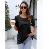 imageZeagoo Womens Short Sleeve Tops Floral Boho Shirts Pleated Crewneck Summer Outfit Puff Sleeve Blouses Casual TunicS Black