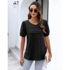 imageZeagoo Womens Short Sleeve Tops Floral Boho Shirts Pleated Crewneck Summer Outfit Puff Sleeve Blouses Casual TunicS Black