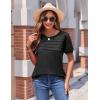 imageZeagoo Womens Short Sleeve Tops Floral Boho Shirts Pleated Crewneck Summer Outfit Puff Sleeve Blouses Casual TunicS Black
