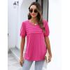 imageZeagoo Womens Short Sleeve Tops Floral Boho Shirts Pleated Crewneck Summer Outfit Puff Sleeve Blouses Casual TunicS Rose Pink