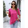 imageZeagoo Womens Short Sleeve Tops Floral Boho Shirts Pleated Crewneck Summer Outfit Puff Sleeve Blouses Casual TunicS Rose Pink