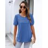 imageZeagoo Womens Short Sleeve Tops Floral Boho Shirts Pleated Crewneck Summer Outfit Puff Sleeve Blouses Casual TunicS Royal Blue