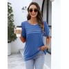 imageZeagoo Womens Short Sleeve Tops Floral Boho Shirts Pleated Crewneck Summer Outfit Puff Sleeve Blouses Casual TunicS Royal Blue