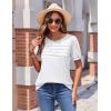 imageZeagoo Womens Short Sleeve Tops Floral Boho Shirts Pleated Crewneck Summer Outfit Puff Sleeve Blouses Casual TunicS White