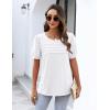 imageZeagoo Womens Short Sleeve Tops Floral Boho Shirts Pleated Crewneck Summer Outfit Puff Sleeve Blouses Casual TunicS White