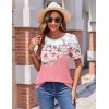 imageZeagoo Womens Short Sleeve Tops Floral Boho Shirts Pleated Crewneck Summer Outfit Puff Sleeve Blouses Casual TunicSf122
