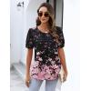 imageZeagoo Womens Short Sleeve Tops Floral Boho Shirts Pleated Crewneck Summer Outfit Puff Sleeve Blouses Casual TunicSf31