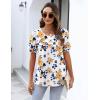 imageZeagoo Womens Short Sleeve Tops Floral Boho Shirts Pleated Crewneck Summer Outfit Puff Sleeve Blouses Casual TunicWf38