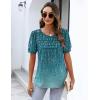 imageZeagoo Womens Short Sleeve Tops Floral Boho Shirts Pleated Crewneck Summer Outfit Puff Sleeve Blouses Casual TunicXh3636