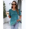 imageZeagoo Womens Short Sleeve Tops Floral Boho Shirts Pleated Crewneck Summer Outfit Puff Sleeve Blouses Casual TunicXh3636