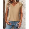 imageZeagoo Womens Tops Cute Loose Tank Tops Trendy Casual Dressy Shirts V Neck Cap Sleeve Tops Summer OutfitsKhaki