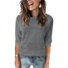 imageZeagoo Womens Loose Short Sleeve Tunic Tops Lightweight Crew Neck Crochet Knit Pullover Sweater BlousesDark Grey