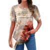 imageZeagoo Womens Short Sleeve Tops Floral Boho Shirts Pleated Crewneck Summer Outfit Puff Sleeve Blouses Casual TunicPa275