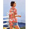 imageHOTOUCH Hawaiian Shirts for Women Summer Cool Hawaii Floral Tropic Print Blouses Beach Short Sleeve Button Up TopsOrange Hawaii