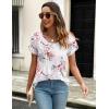 imageZeagoo Womens Tops Petal Short Sleeve Summer Casual Crew Neck Shirts Floral Solid Blouse Pleated TunicsBf102
