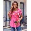imageZeagoo Womens Tops Petal Short Sleeve Summer Casual Crew Neck Shirts Floral Solid Blouse Pleated TunicsBf103