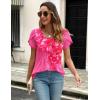 imageZeagoo Womens Tops Petal Short Sleeve Summer Casual Crew Neck Shirts Floral Solid Blouse Pleated TunicsBf103