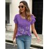 imageZeagoo Womens Tops Petal Short Sleeve Summer Casual Crew Neck Shirts Floral Solid Blouse Pleated TunicsBf97