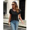 imageZeagoo Womens Tops Petal Short Sleeve Summer Casual Crew Neck Shirts Floral Solid Blouse Pleated TunicsBlack