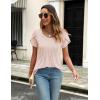 imageZeagoo Womens Tops Petal Short Sleeve Summer Casual Crew Neck Shirts Floral Solid Blouse Pleated TunicsChampagne