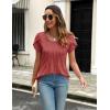 imageZeagoo Womens Tops Petal Short Sleeve Summer Casual Crew Neck Shirts Floral Solid Blouse Pleated TunicsDark Red