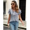 imageZeagoo Womens Tops Petal Short Sleeve Summer Casual Crew Neck Shirts Floral Solid Blouse Pleated TunicsDh62