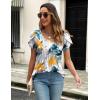 imageZeagoo Womens Tops Petal Short Sleeve Summer Casual Crew Neck Shirts Floral Solid Blouse Pleated TunicsDh637