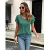imageZeagoo Womens Tops Petal Short Sleeve Summer Casual Crew Neck Shirts Floral Solid Blouse Pleated TunicsGreen