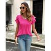 imageZeagoo Womens Tops Petal Short Sleeve Summer Casual Crew Neck Shirts Floral Solid Blouse Pleated TunicsHot Pink