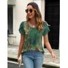 imageZeagoo Womens Tops Petal Short Sleeve Summer Casual Crew Neck Shirts Floral Solid Blouse Pleated TunicsPa171