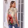 imageZeagoo Womens Tops Petal Short Sleeve Summer Casual Crew Neck Shirts Floral Solid Blouse Pleated TunicsPa275