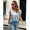 imageZeagoo Womens Tops Petal Short Sleeve Summer Casual Crew Neck Shirts Floral Solid Blouse Pleated TunicsSp25