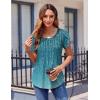 imageZeagoo Womens Tops Petal Short Sleeve Summer Casual Crew Neck Shirts Floral Solid Blouse Pleated TunicsXh363